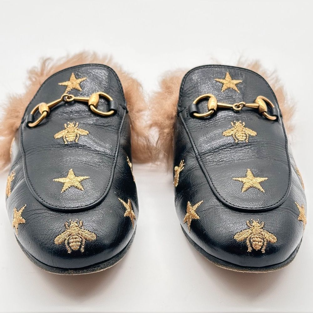 Gucci Princetown Horsebit Embroidered Bees Stars Leather
Loafer Mule EU 37.5 - Picture 6 of 13